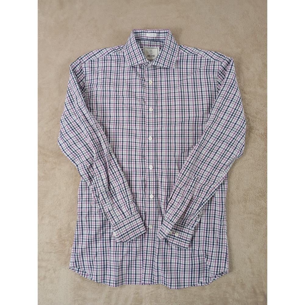 Todd Snyder 2-ply Cotton Dress Shirt Men 15.5 Purple Blue Plaid LS button up EUC